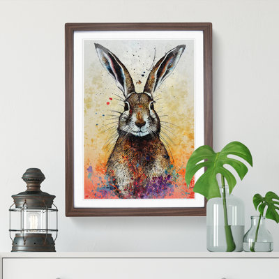 Colourful Watercolour Hare No.1 - Framed Print
