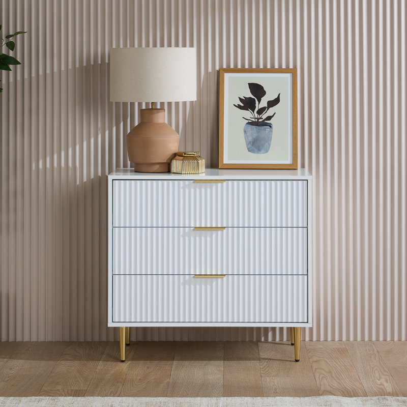 Bethzaida 3 Drawer Fluted Chest, White