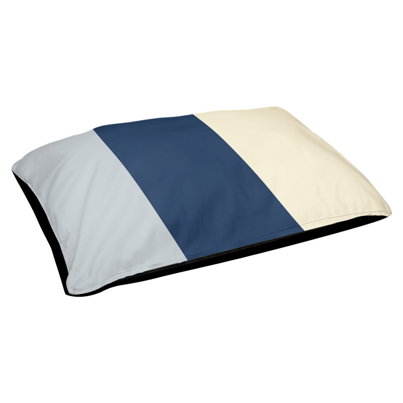 Coussin Detroit, Moyen (l 28 po x P 18 po x H 9,5 po), Metallic Silver/Navy Blue/Cream