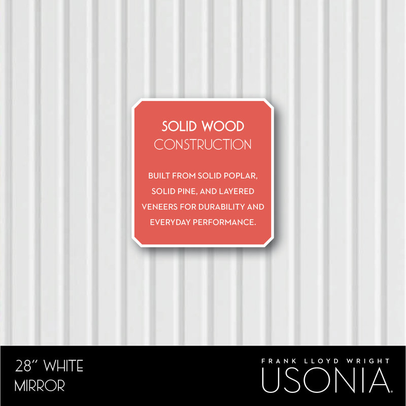 Through Lines Flat Wall Mirror, 30" x 28", White