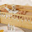 Structure de lit double, rails hauts, bois naturel avec rangement, support pour lit d'apprentissage, profil bas à DEL pour plus d'autonomie