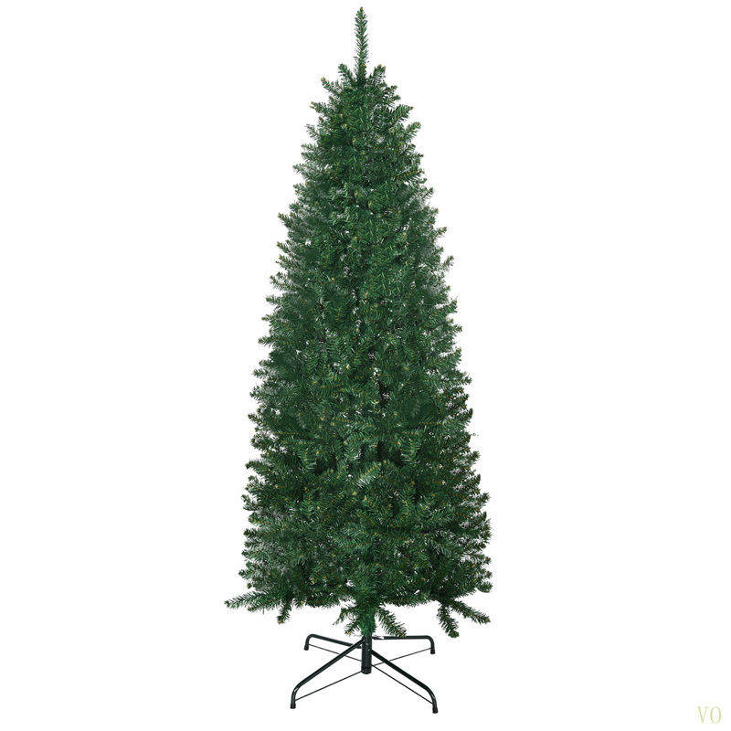 6' Tall Unlit Slim Fir Artificial Christmas Tree With Realistic Branches, And 583 Tips,