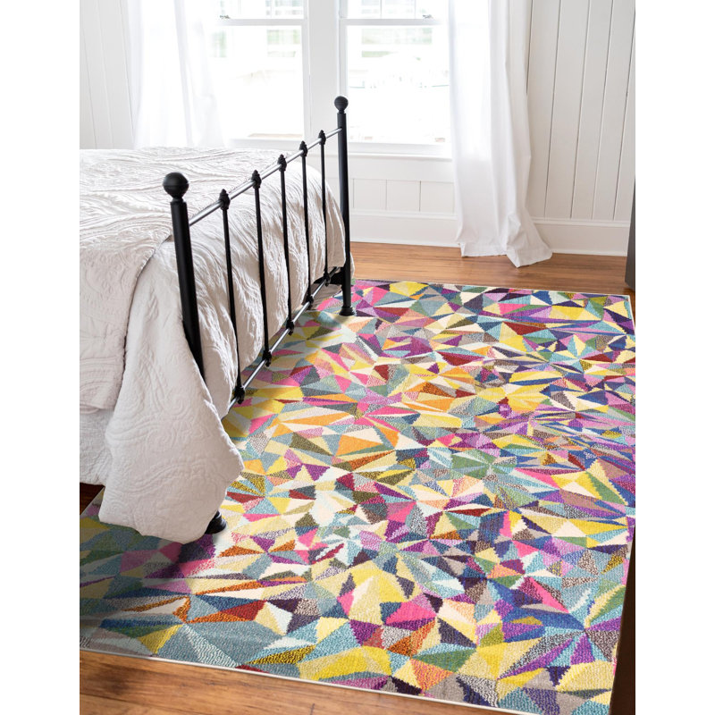 Jesusa Washable Geometric Indoor Rug, Rectangle 8' x 11'