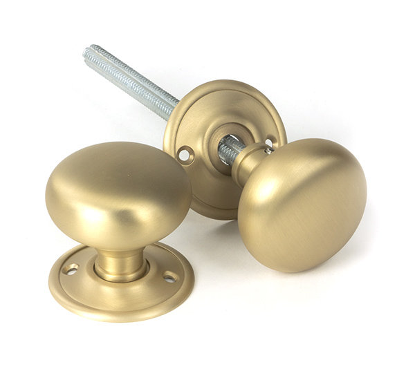 Mushroom Interior Mortise Knobset, Satin Brass