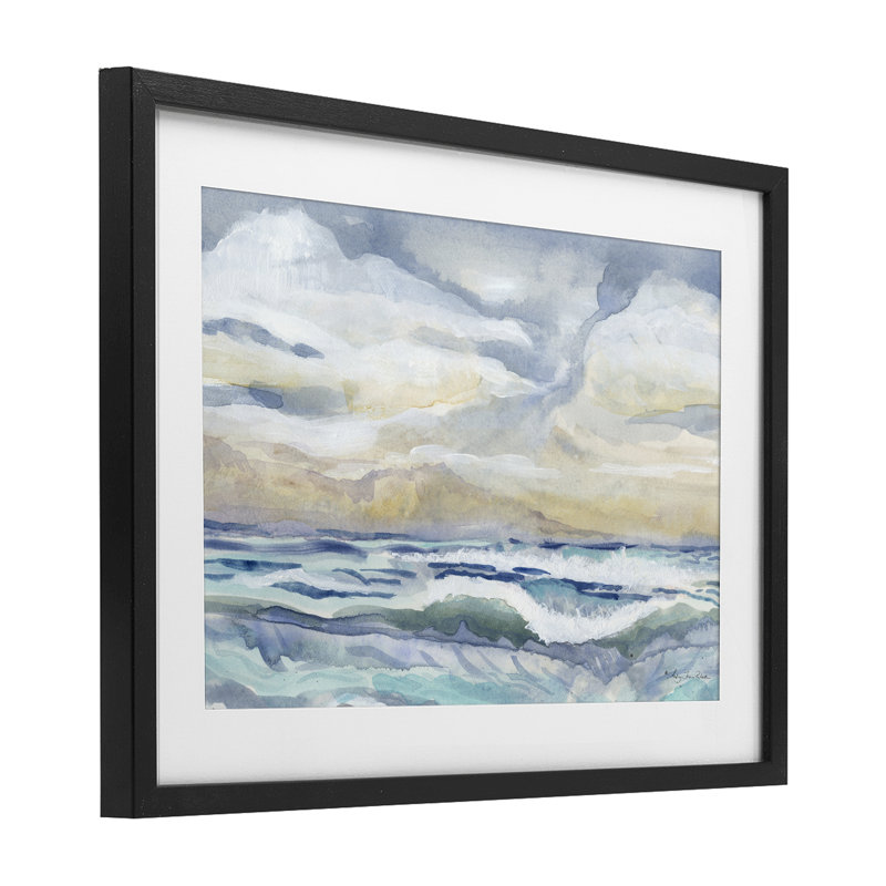 «Subtle and Serene Cloudy Sea», reproduction sous verre encadrée, design par Audrey Jeanne Roberts, H 14 po x l 20 po