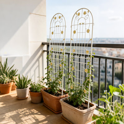 Support pour plante grimpante en métal antirouille à motif de treillis de jardin en métal pour fleurs et vignes d'extérieur