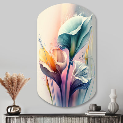 Colourful Cally Lilies II - Calla Lily Cylinder Shape Assymterical Metal Wall Art