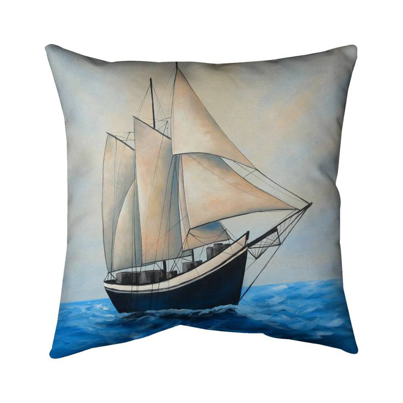 Ship Gently Sailing Throw | Waves Bedroom Decor - Poly Twill