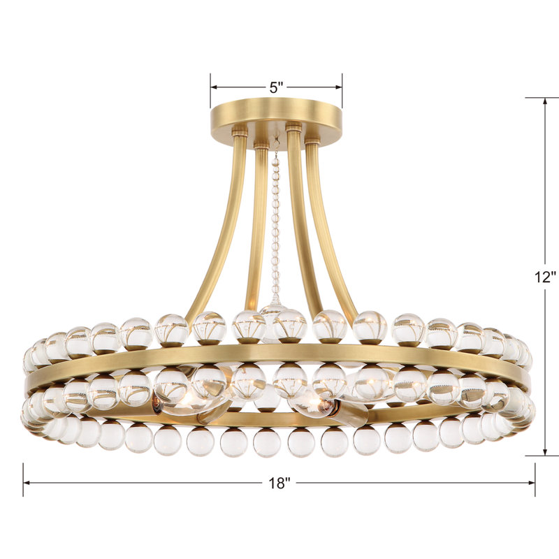 Clover 4 - Light Semi Flush Mount, Aged Brass