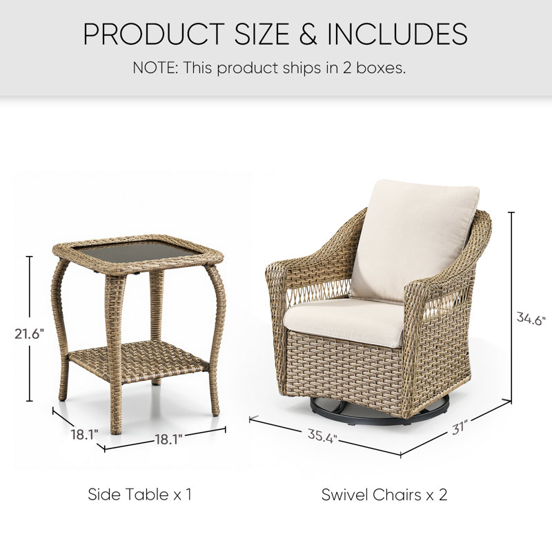 Ensemble de 2 chaises pivotantes Quirama, Beige