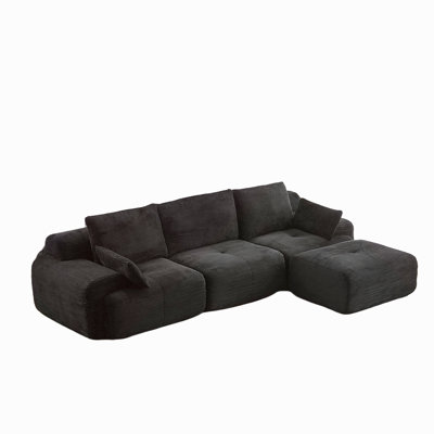 Modern Memory Foam Compressed Sofa,Large Sectional Couches For Living Room,Pet-Friendly Cloud Modular Sectional Sofa,Corduroy Fabric,Extra Deep Loveseat,No Assembly Required