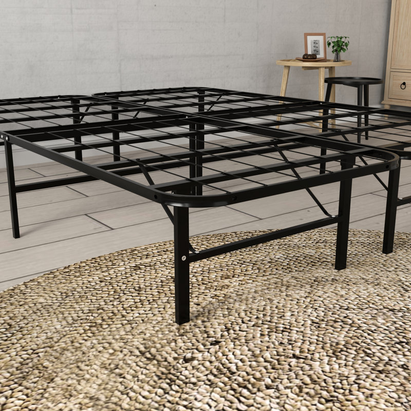 Black Steel King Platform Bed, 14 - Inch High With Improved Airflow, No Box Spring Required, 2000 Pound Load Heavy Duty Size Bed Platform, Elevated For Storage, 5 Minute Tool Assembly,