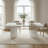 Modern White Faux Marble Rectangular Extendable Dining Table, Wooden Base for 6 to 10 People, Large Kitchen and Conference Table