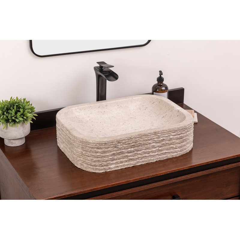 Lavabo de salle de bain rustique en pierre naturelle Yuma Ojinaga