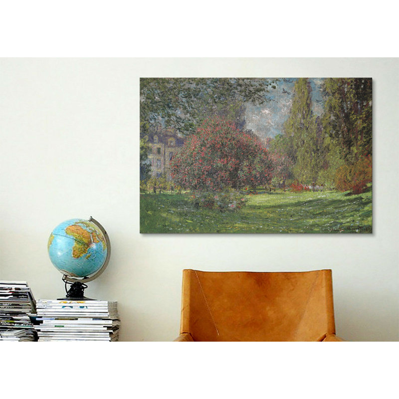 Reproduction d’art sur toile tendue paysage, le parc monceau 1876 par claude monet, H 26 po x l 40 po x P 1,5 po