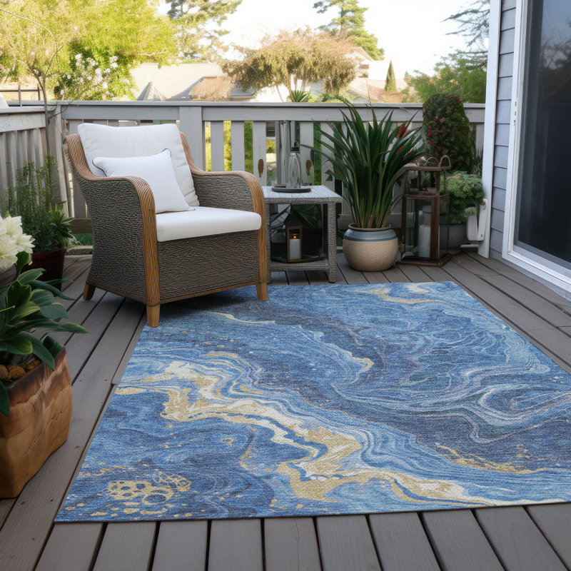 Tapis intérieur / extérieur bleu Elius, 9 pi x 12 pi