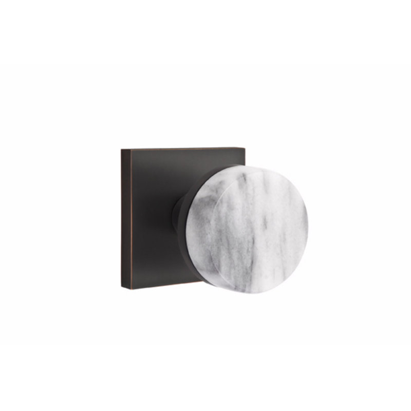 Select Round Knob with Square Rosette, Oil Rubbed Bronze