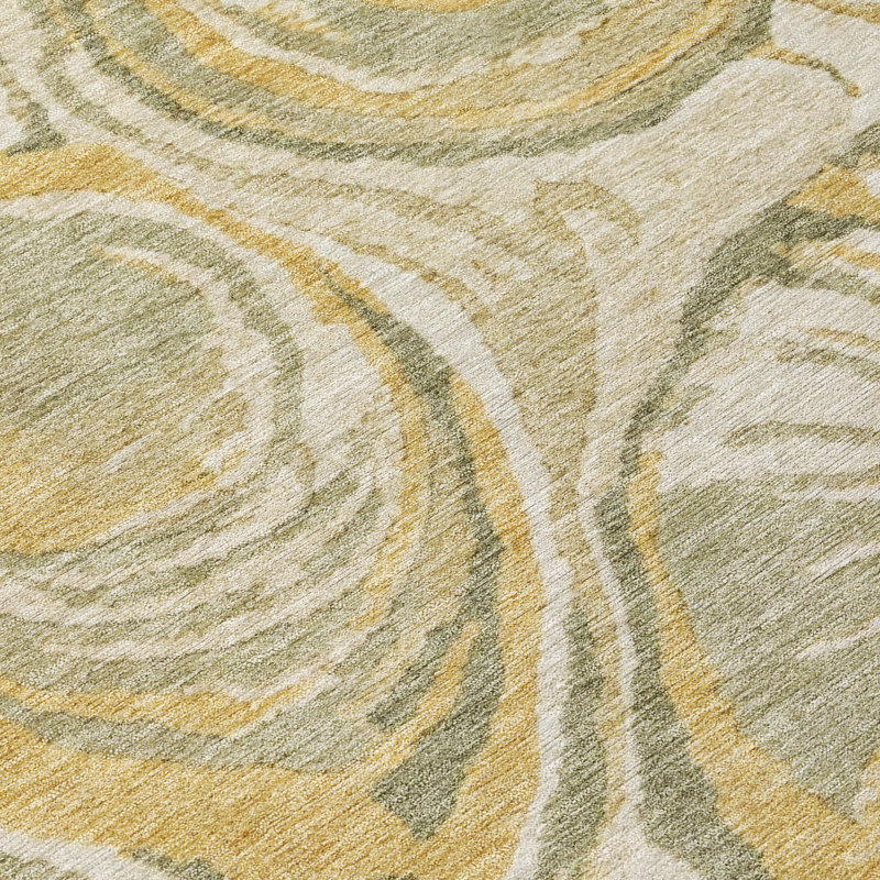 Tapis côtier intérieur / extérieur lavable à la machine ACN3019, Doré, 8 pi x 10 pi