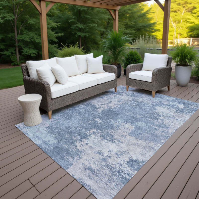 Machine Washable Indoor/Outdoor Earleville ACN2364 Abstract Rug, Rectangle 10' x 14'