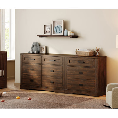 Glenford 78.7" Wide Modern Farmhouse Wooden Dresser Combo With 9 Drawers For Teenagers by Winston Porter