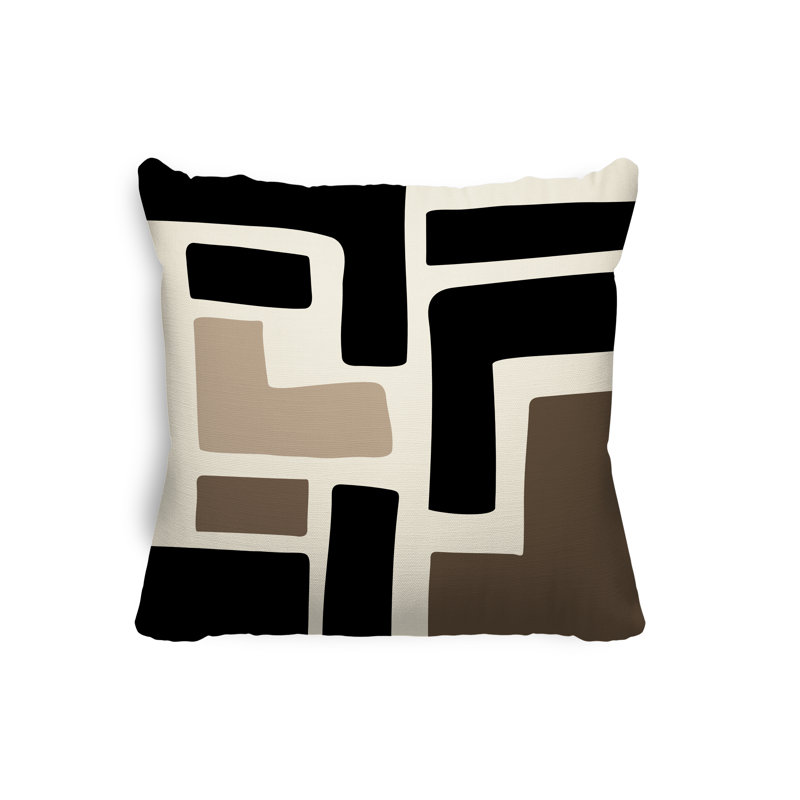 Coussin intérieur / extérieur en polyester filé Banksy, 15 po x 15 po, Blanc cassé