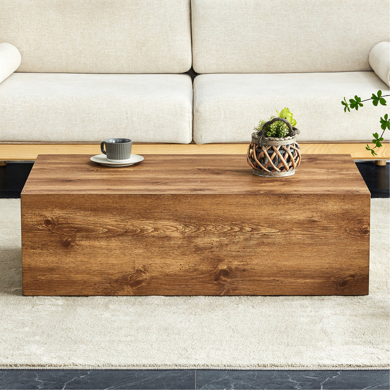 Table basse moderne en panneau de fibres à densité moyenne avec motif en bois - 39,37 x 23,62 x 11,81 pouces
