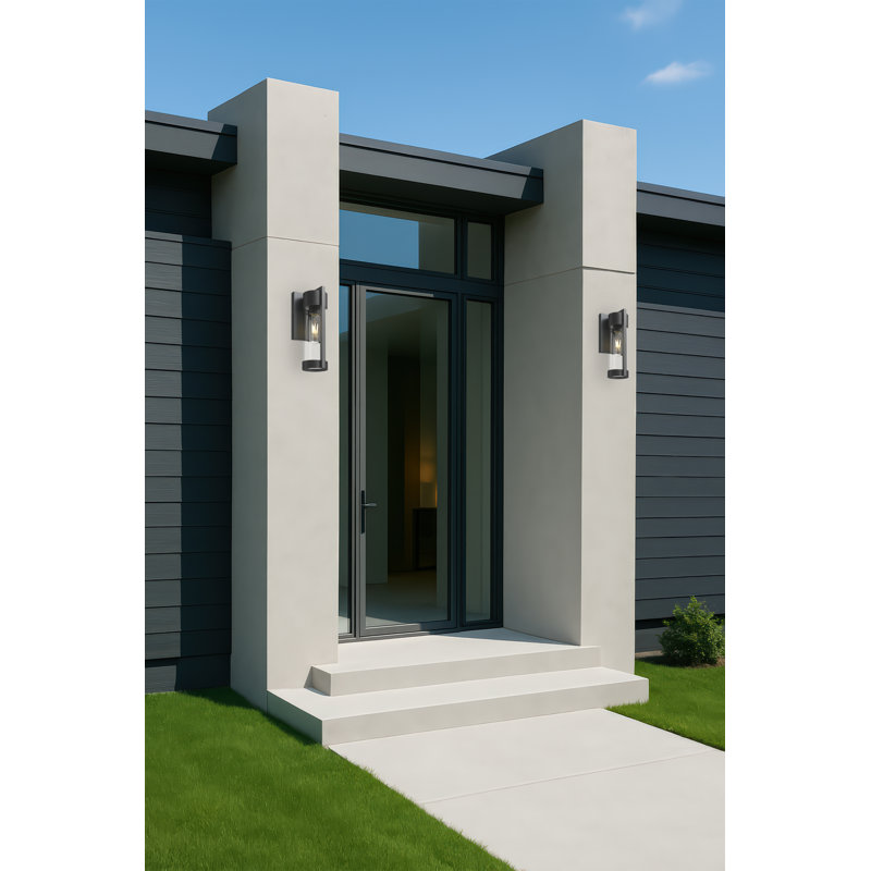 Applique murale d'extérieur 1 lumière noir mat 10 po avec verre transparent Stratford, Clair, Noir mat, 10.5