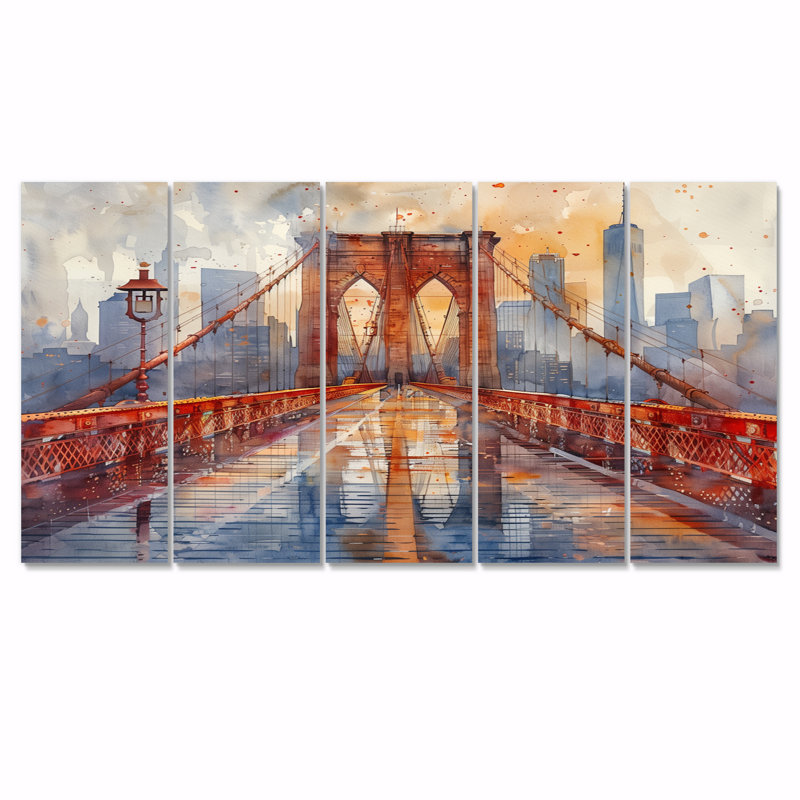Kurfis - Bridges Canvas Wall Art Set, 32" H x  80" W