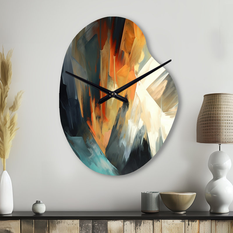 Horloge murale asymétrique en métal orange et bleu Sorkin, Petit