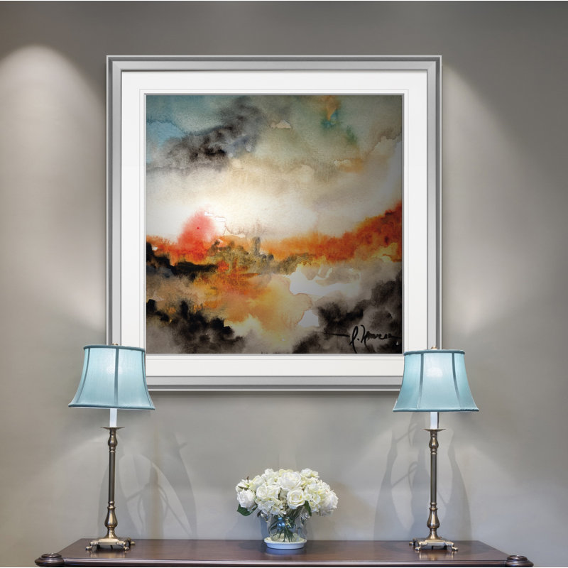 « acuarela i », peinture, H 16 po x l 16 po x P 1,5 po, Encadrement argenté
