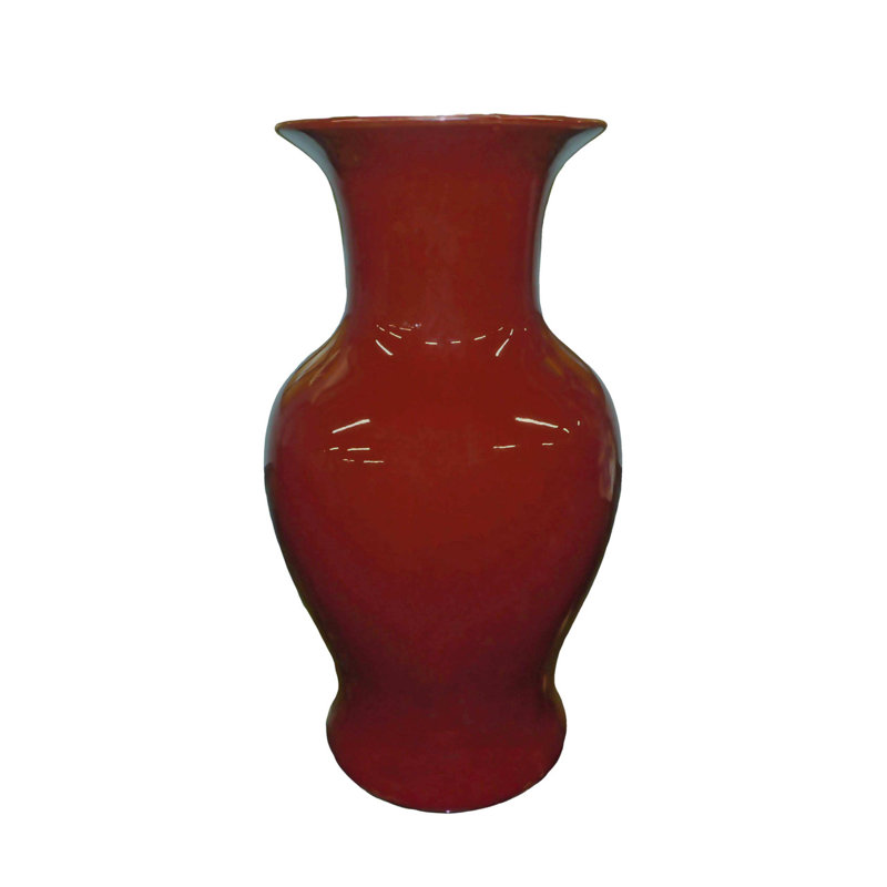 Chinese Porcelain Fishtail Vase Hand Glazed in Oxblood Red
