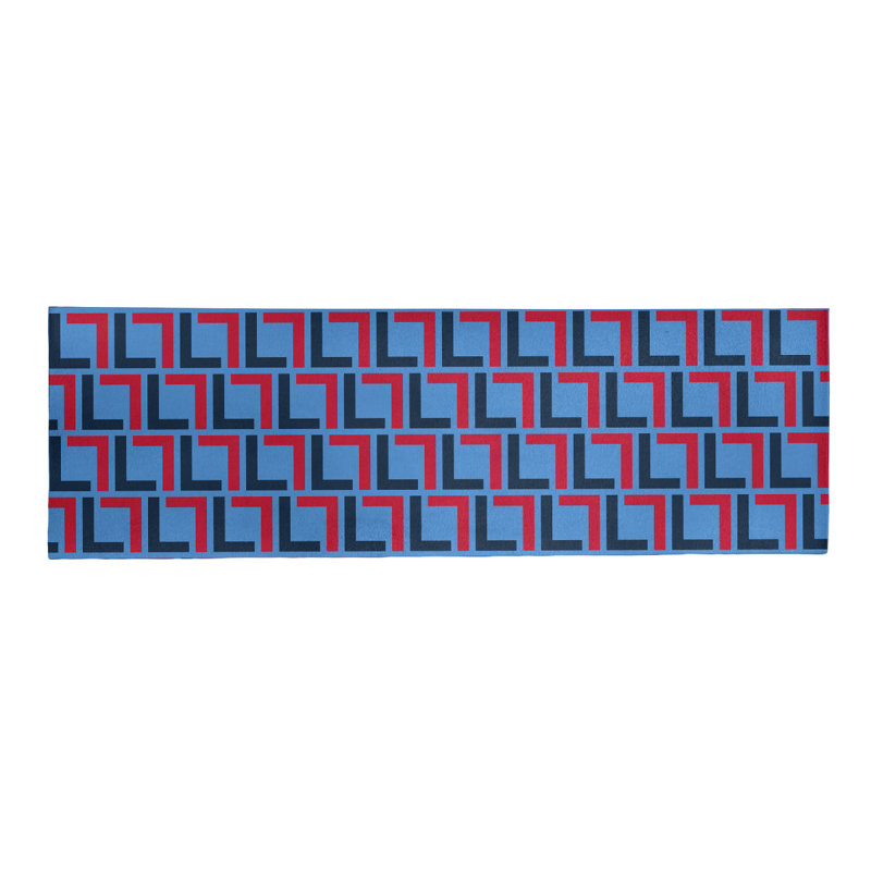 Tapis de couloir à motif géométrique bleu