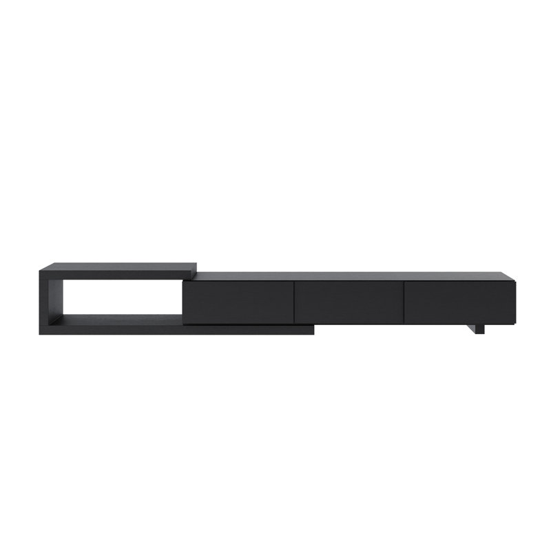 Tenita 70.86'' - 100'' Wood Extendable TV Stand, Wood Media Console, Pre-Assembly, Black