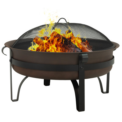 Cauldron Outdoor Wood-Burning Fire Pit with Spark Screen - 34"