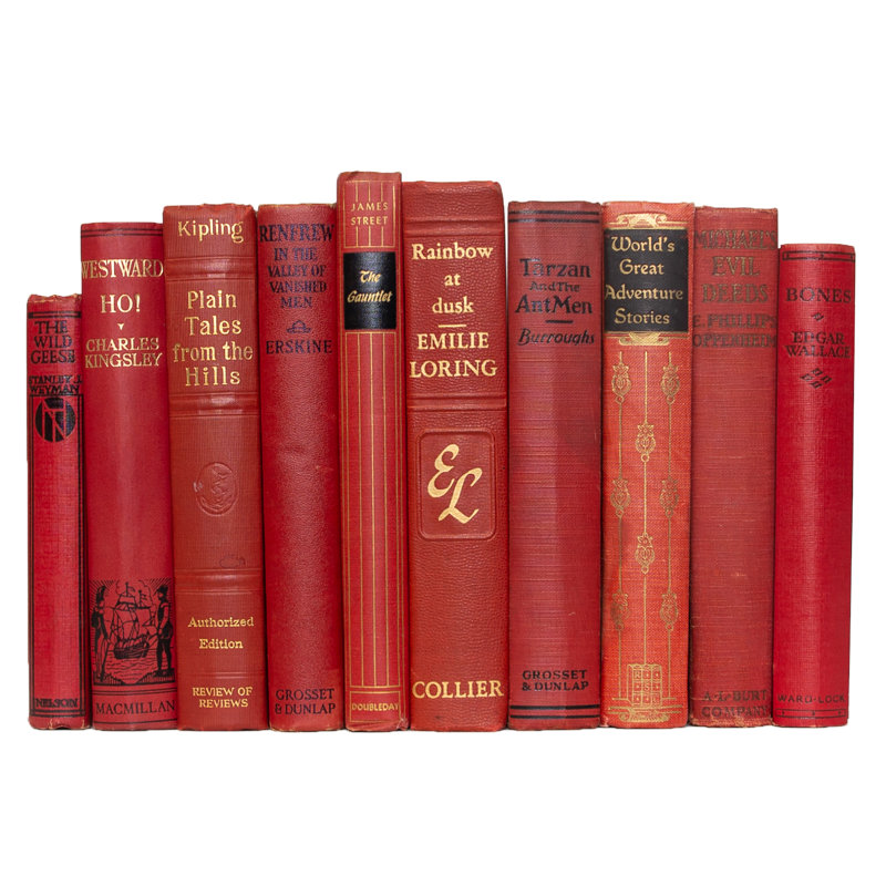 Livres décoratifs - Ensemble de livres Vintage Orchard - 1 pied de livres rouges