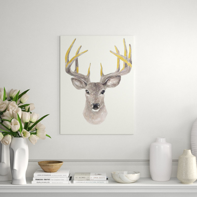 Deer Forest Print by Sara Brown, Gilded Gold, 48" H x 36" W x 1.5" D