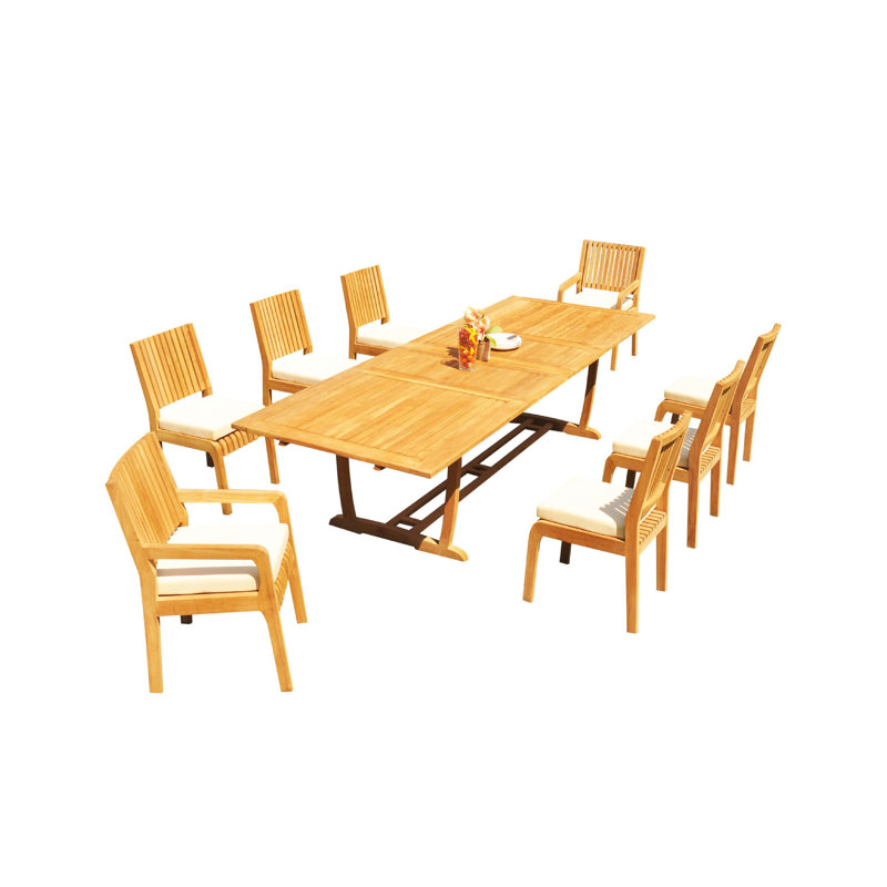Ensemble de salle à manger en teck Maskell, H 30,5 po x L 94 po x l 40 po, 8