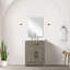 Meuble-lavabo simple en chêne gris l 24 po x P 18 po, comptoir en acrylique et miroir - fermeture en douceur, capacité de rangement intérieure abondante-130722271