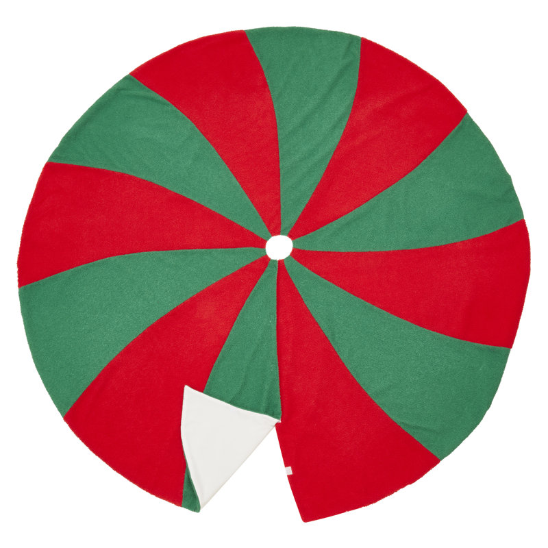 Festive Red and Green Candy Cane Tree Skirt