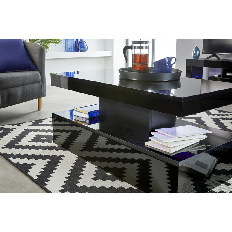 Amaarah Modern Coffee Table with Lights, Side Table, Black
