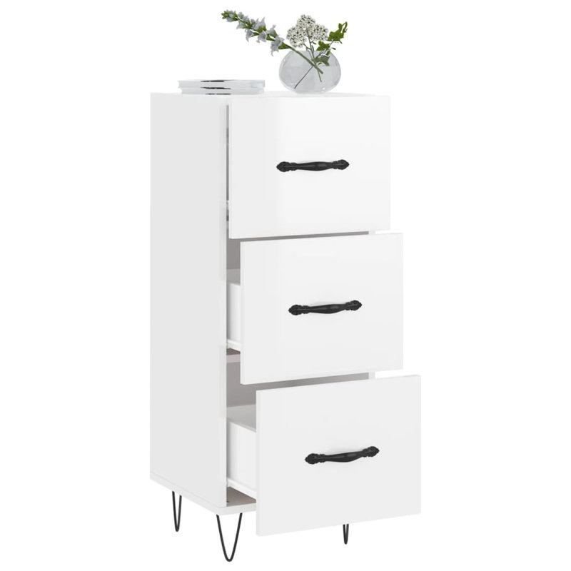 Malynda Sideboard 34,5x34x90 cm Engineered Wood, High Gloss White