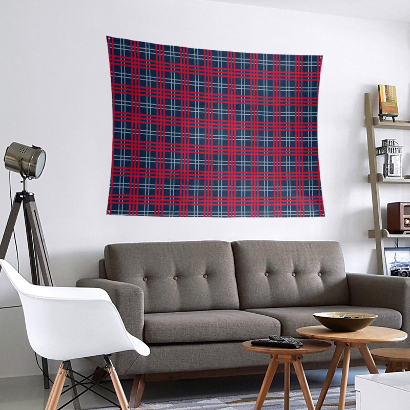 Tapisserie de luxe en microfibre New England, Bleu / argent / rouge, H 27,5 po x l 37,5 po