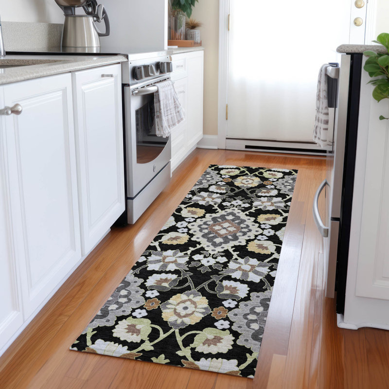 Machine Washable Indoor/Outdoor Chayden ACN1002 Black, Runner 2'3" x 7'6"
