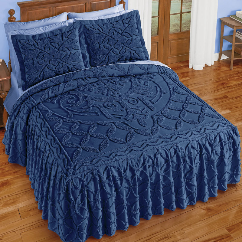 Textured Royal Medallion Chenille Bedspread, Queen Bedspread