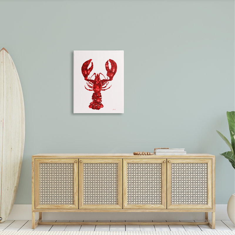 «Red Lobster Marine Paint Speckled Watercolor Canvas», peinture sur toile, H 30 po x l 24 po x P 1,5 po