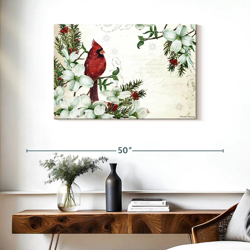 Cardinals d'hiver et cornouiller, H 24 po x l 36 po