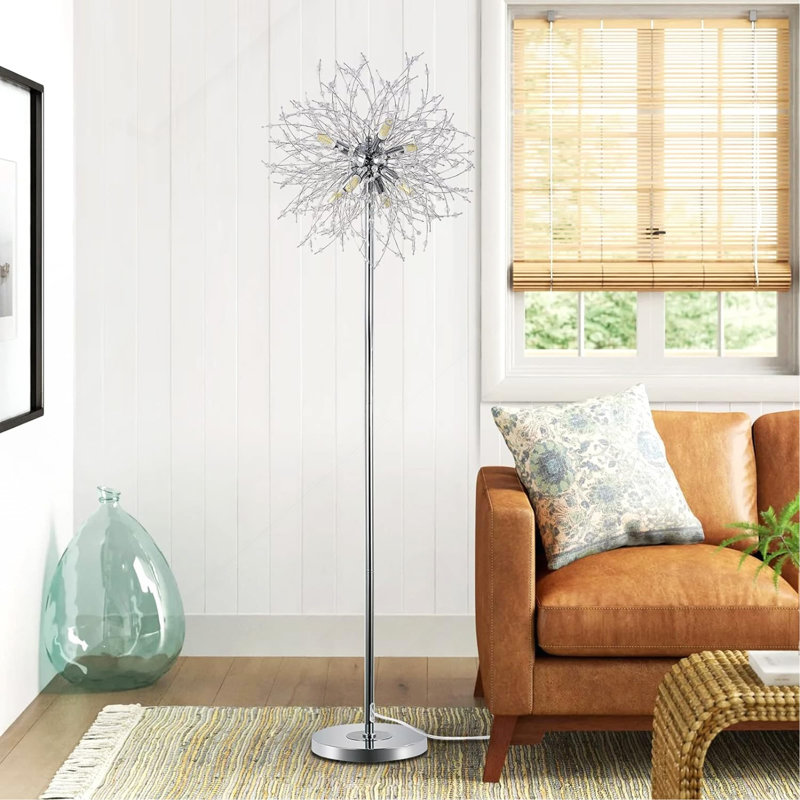 Crystal Floor Lamp For Bedroom, Silver