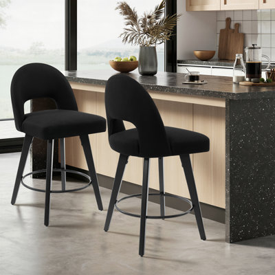 Tabouret de bar et de comptoir pivotant 26 po avec structure en bois massif