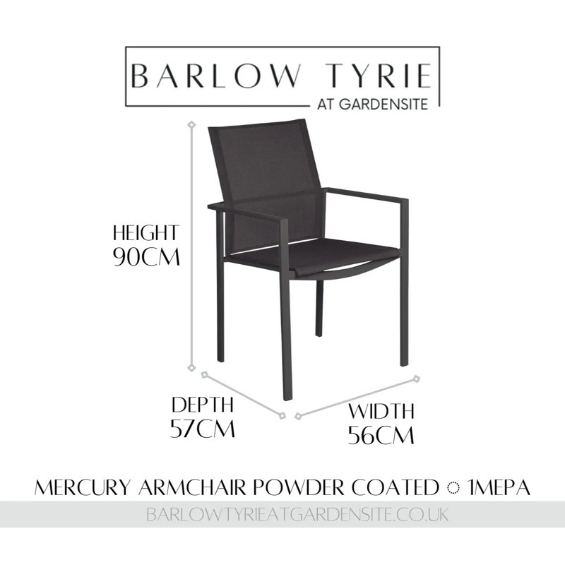 Mercury Dining Outdoor Dining Armchair, Graphite