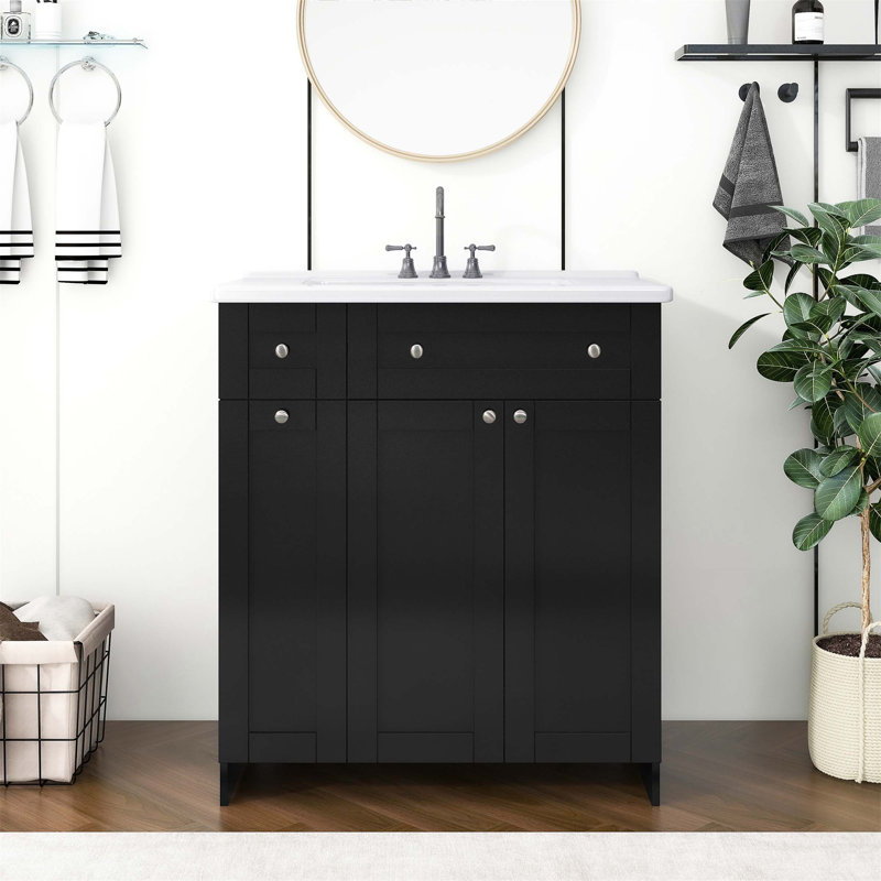 30-Inch Vanity with Ceramic Sink Combo, Black
